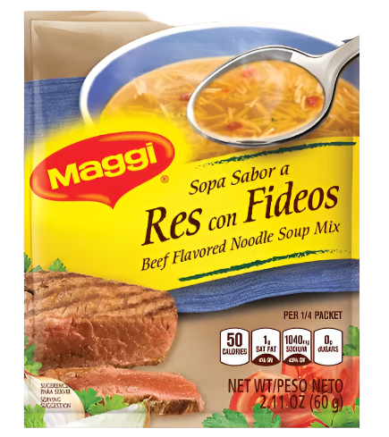 Maggi sopa de res con fideos 60g/12pc