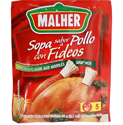Malher sopa sabor a pollo con fideos 27g/12pc